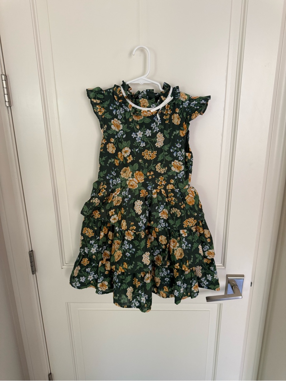 Janie and Jack Green Meadow Yellow Rose Dress Floral Ruffle Tiered Girls Sz 8